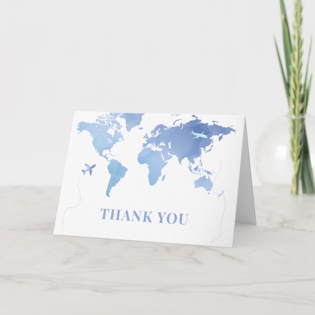 Carte du monde bleu Voyage Baby shower d'aventure (Devant)