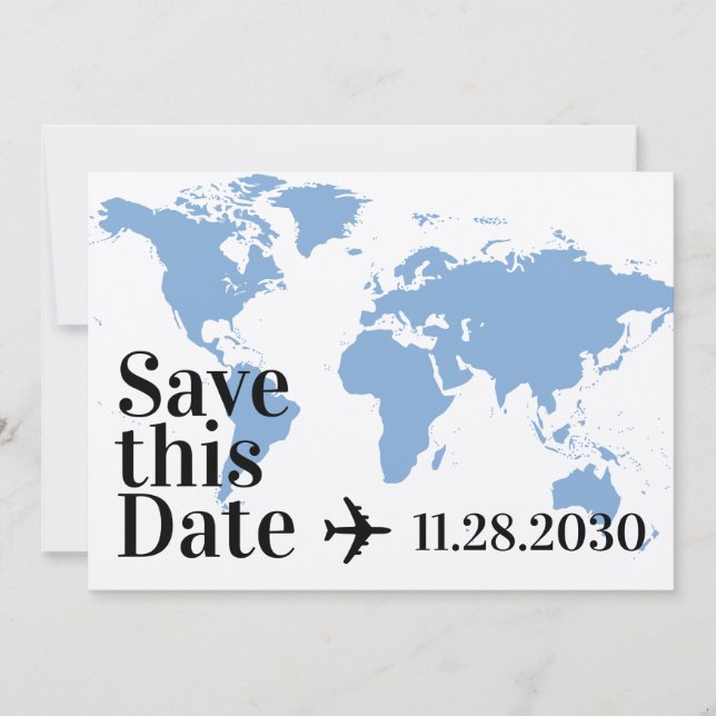 Carte du monde bleue et cœur d'avion Destination G (Devant)