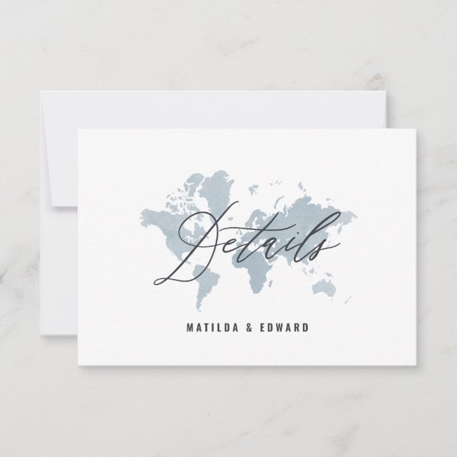 carte du monde blyewatercolor détails du mariage (Devant)