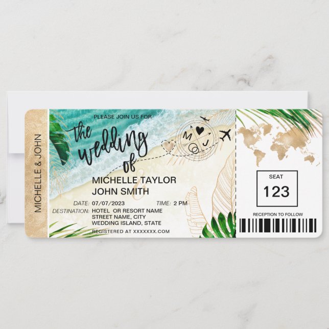 Carte du monde Carte de l'île tropicale Invitation (Devant)