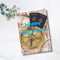 Carte du monde d'anniversaire de voyage Passeport 