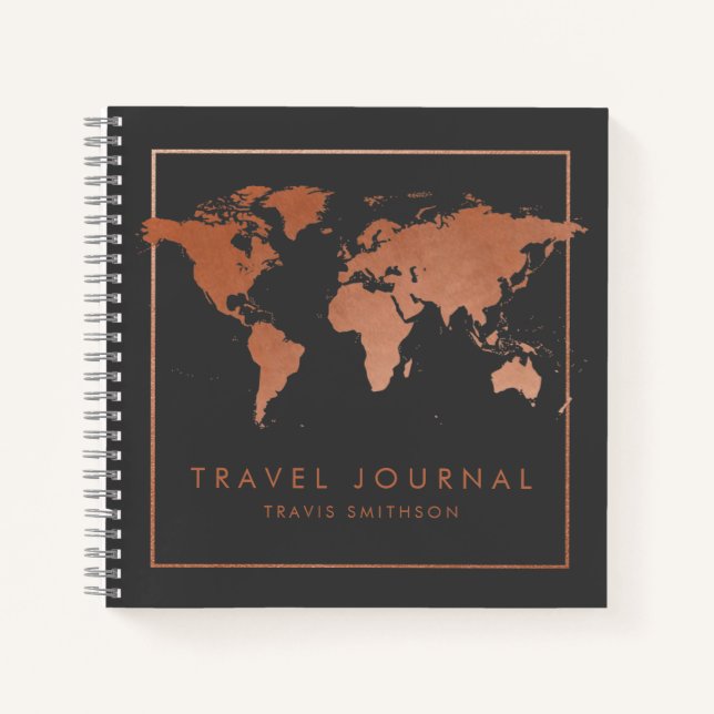 Carte du monde de cuivre Modern Travel Journal ou  (Devant)