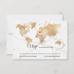 Carte du monde de destination de mariage cœur amov