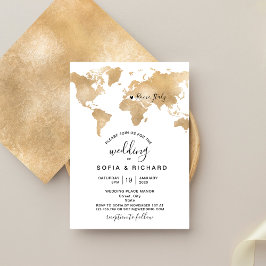 Carte du monde de destination de mariage cœur amov