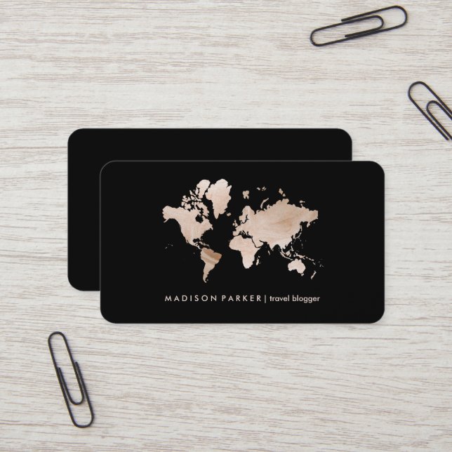 Carte du monde de Faux Light Gold en noir (Devant/Arrière en situation)