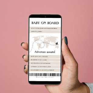 Carte du monde de la carte d'embarquement Baby sho