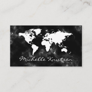 Carte du monde de l'agent de voyage en noir et bla