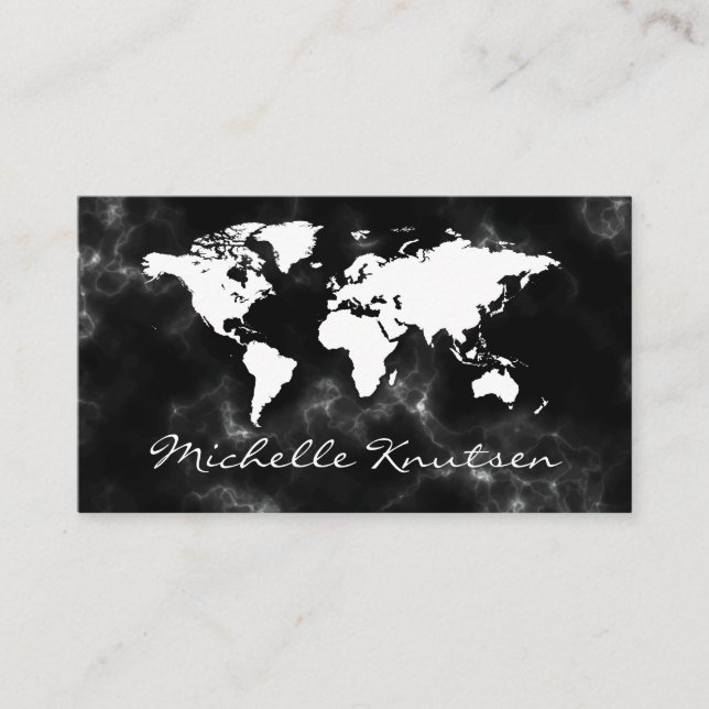Carte du monde de l'agent de voyage en noir et bla (Devant)