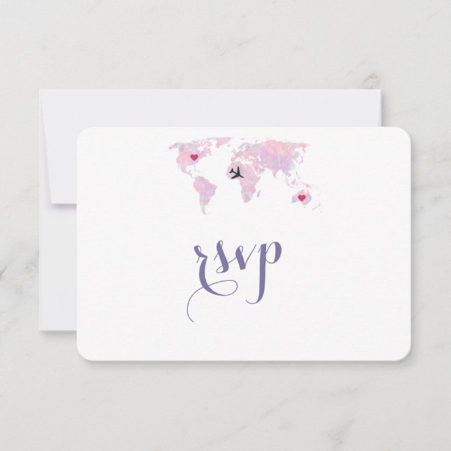 Carte du monde de l'aquarelle Mariage de voyage pe (Devant)