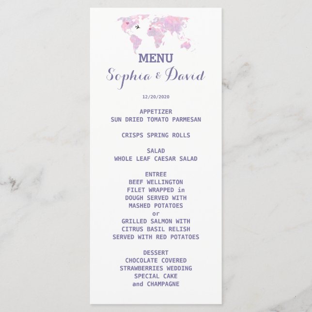 Carte du monde de mariage de destination (Devant)