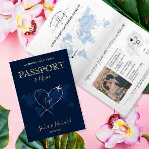 Carte du monde de mariage de destination Passeport