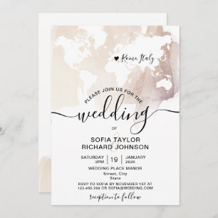 Carte du monde de mariage de destination simple aq