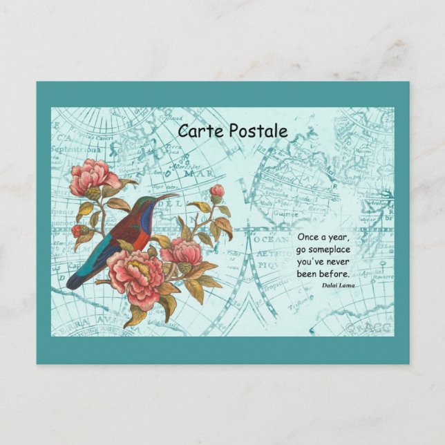 Carte du monde de voyage d'oiseaux tropicaux Carte (Devant)