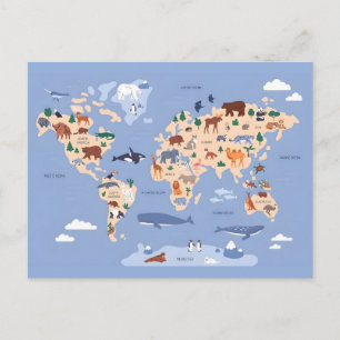 Carte du Monde des Animaux Mignons