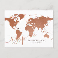 Carte du monde du cuivre Destination de voyage RSV