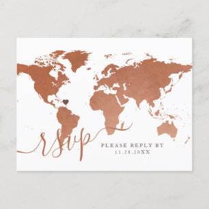 Carte du monde du cuivre Destination de voyage RSV