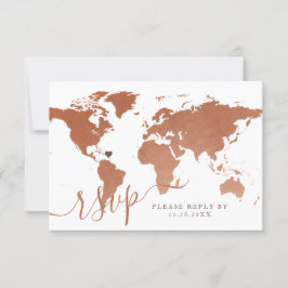 Carte du monde en cuivre Thème de voyage Destinati