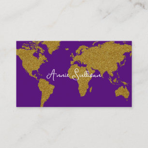 Carte du monde Faux Gold Agent de voyage Purple