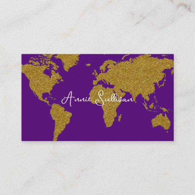 Carte du monde Faux Gold Agent de voyage Purple (Devant)