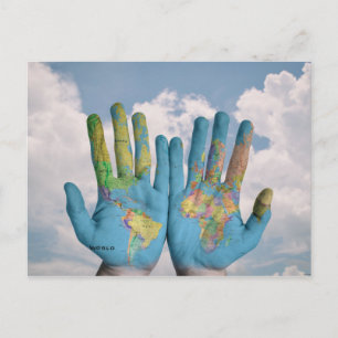 Carte du monde inhabituelle Atlas Mains Art modern