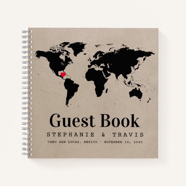 Carte du monde Kraft Thème de voyage Livre de sign (Devant)