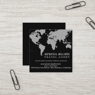 Carte du monde noir/blanc de l'agent de voyage