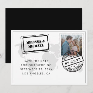 Carte du monde noir et blanc Destination Mariage P
