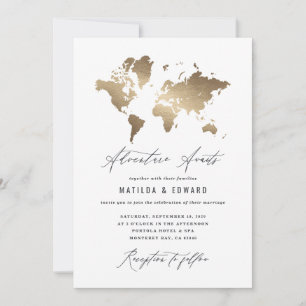 Carte du monde or métallique mariage de voyage