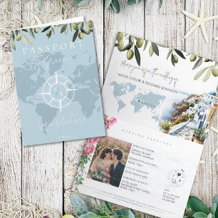 Carte du monde Passeport Mariage de la Grèce Bleue