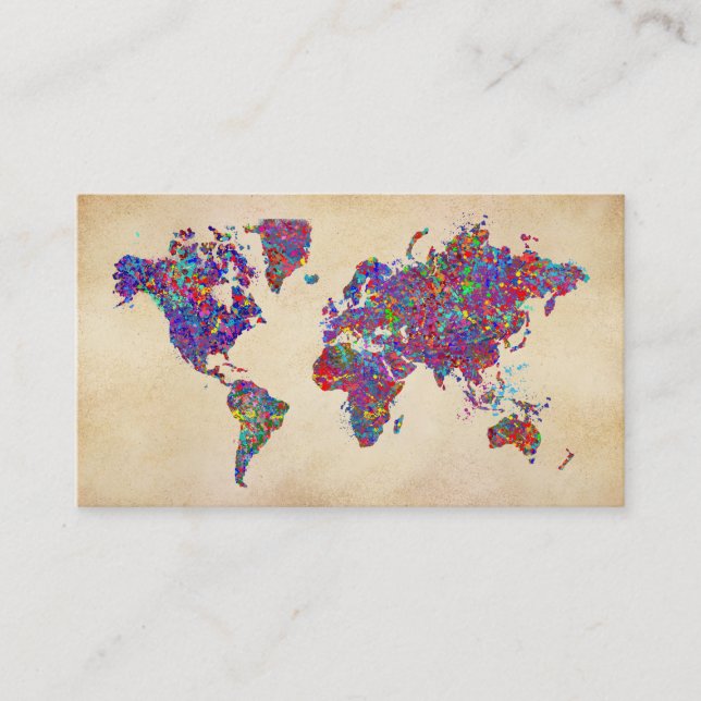Carte du monde, peinture d'action (Devant)