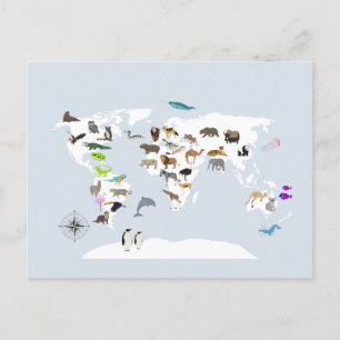Carte du monde pour enfants Animaux