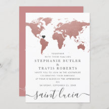 Carte du monde rose gold thème voyage mariage