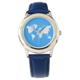 Carte du monde sur une montre-bracelet