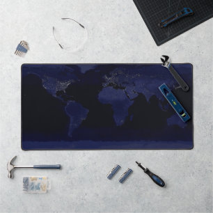 Carte du monde Terre Lumières de la ville la nuit 