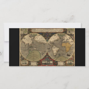 Carte du monde Vintage 1595 par Jodocus Hondius