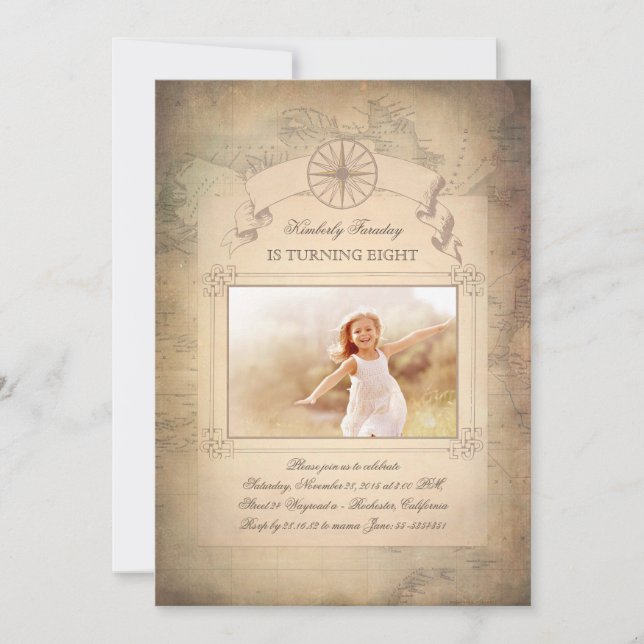 Carte du monde vintage Anniversaire photo (Devant)