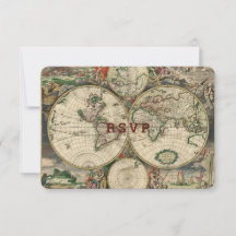 Carte du monde vintage thème Mariage de voyage
