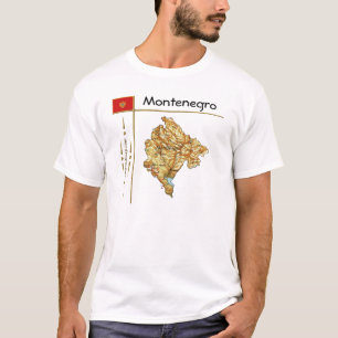 Carte du Monténégro + Drapeau + Titre T-shirt