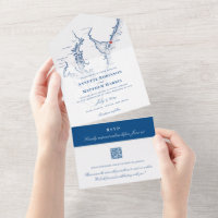 Carte du New Jersey Avalon Mariage bleu marine