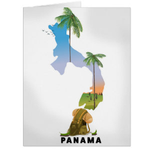 Carte du Panama Impression d'affiche illustrée de 