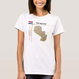 Carte du Paraguay + Drapeau + Titre T-shirt
