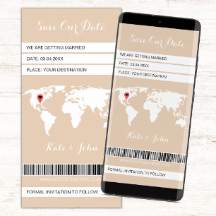 Carte du Pass d'embarquement Destination Beige Whi