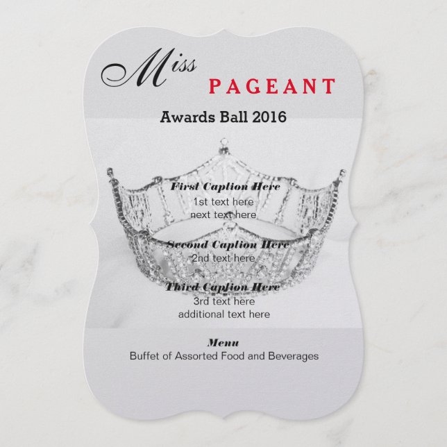 Carte du programme de bal Shimmer Silver Crown Awa (Devant)