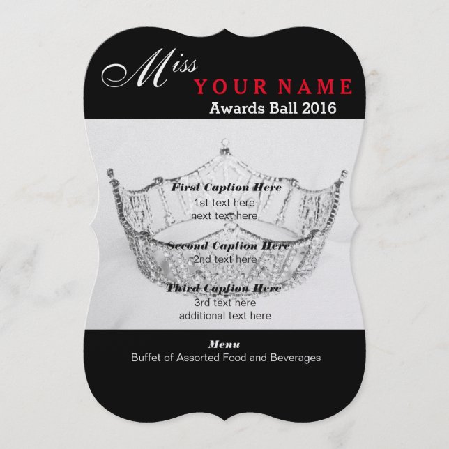 Carte du programme de bal Shimmer Silver Crown Awa (Devant)
