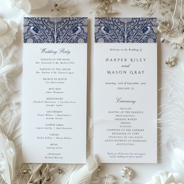 Carte du programme de cérémonie des Mariages à thè (Créateur téléchargé)