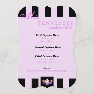 Carte du programme de déjeuner Miss America Black 