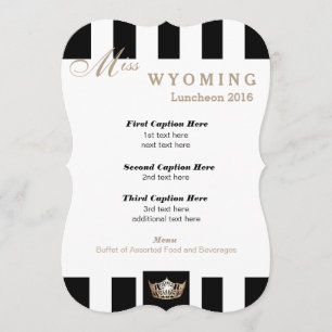 Carte du programme de déjeuner Miss America Black 
