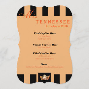 Carte du programme de déjeuner Miss America Black 