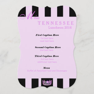 Carte du programme de déjeuner Miss USA Orchid Bla