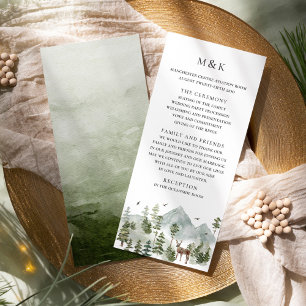 Carte du programme de mariage À feuillage persista
